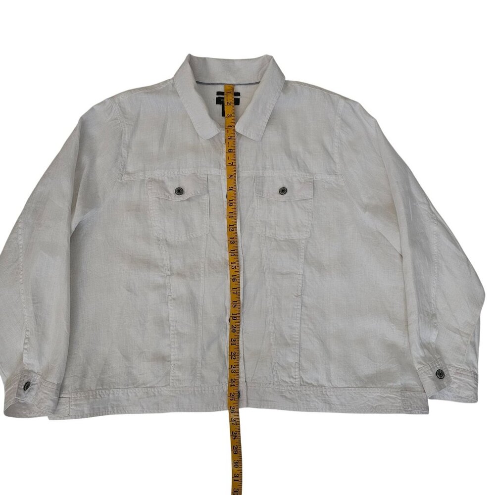 Jones & Co. 100% Linen White Button‎ Front Collared Jean-Style Jacket Size 3X - Picture 11 of 12